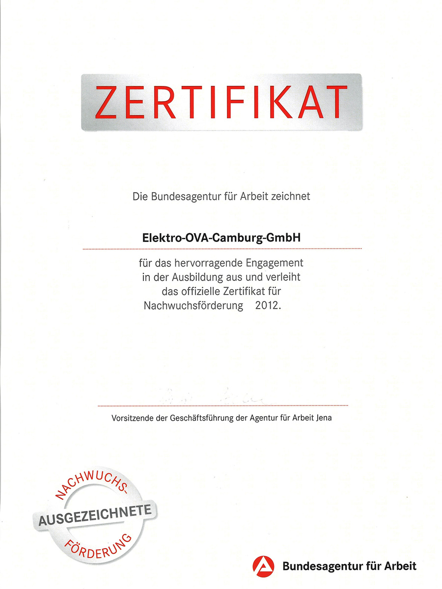 Nachwuchsförderung bei Elektro-OVA-GmbH in Dornburg-Camburg